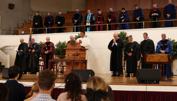 Fr. Miguel leads a prayer