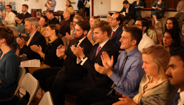 Students applaud the concert