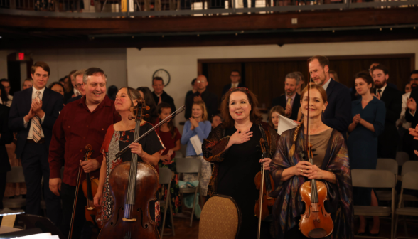 The String Quartet thanks the students