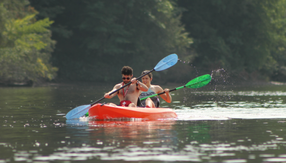 A junior couple races ahead