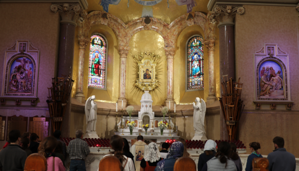 Mass in a smaller nearby church