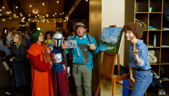 L to R: A Roman, the Mandalorian, a Bigfoot spotter, and Bob Ross