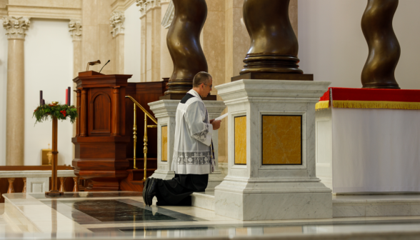 The blessing with a relic in California before finals