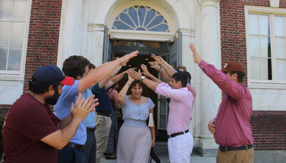 Students exit their last class