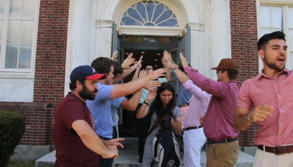 Students exit their last class