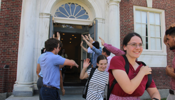 Students exit their last class