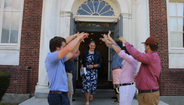 Students exit their last class