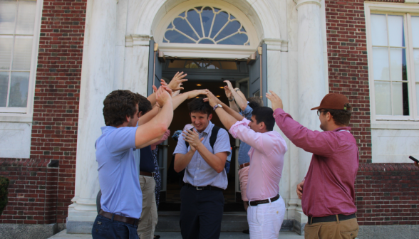Students exit their last class