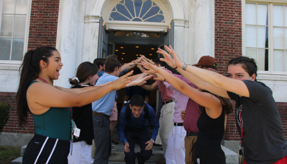 Students exit their last class