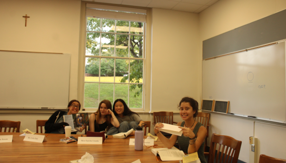 Students study Euclidean propositions