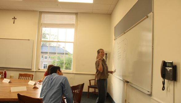 Students study Euclidean propositions
