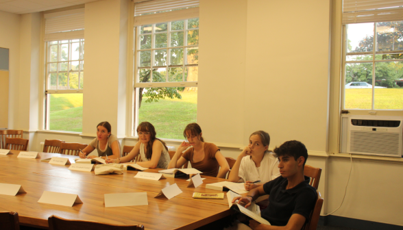 Students study Euclidean propositions