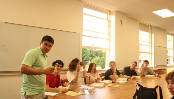 Students study Euclidean propositions