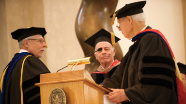 Three Presidents: Dr. Michael F. McLean, Peter L. DeLuca, and Dr. Ronald P. McArthur at President McLean’s inauguration in 2010
