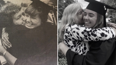 Mother-daughter Commencement photos from Annie (Tobias ’89) and Cecilia Walsh (’21)