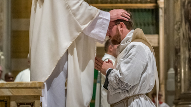 Archbishop Rozanski ordains Fr. Truss in the Cathedral Basilica of Saint Louis | Photo: Lisa Johnston, St. Louis Review