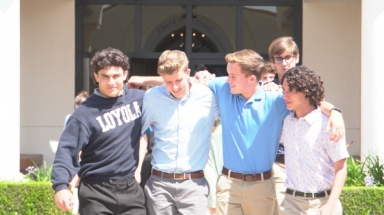 Students in front of St. Augustine Hall