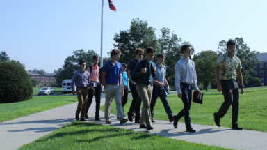 Students walk to class