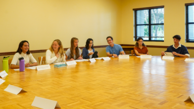 Students at class table