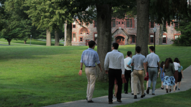 Students walk on campus