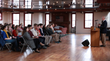 Dr. Froula speaks to prospective students