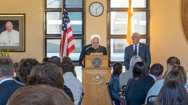 Fr. Buckley Returns to Celebrate Seniors at President’s Dinner