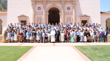 Bishop Barron visits with Summer Program students