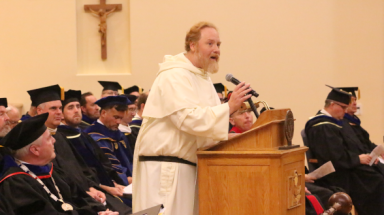 Fr. Hurley addresses the students at Matriculation