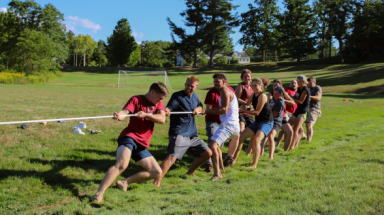 Seniors playing tug of war