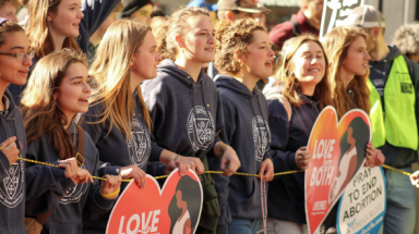 Students at the front line push forward