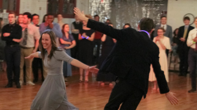 Two dance in the foxtrot competition