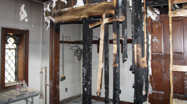 The Chapel's fire-damaged sacristy