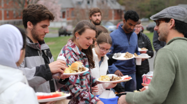 Students in the food line