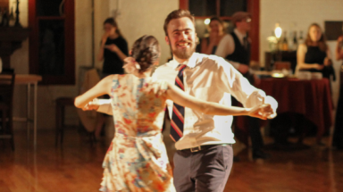 A student couple dances