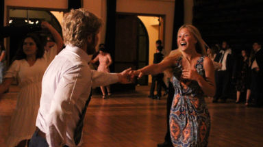 A student couple dances