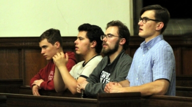 Students pray the Rosary