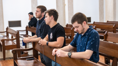 Students pray the Rosary
