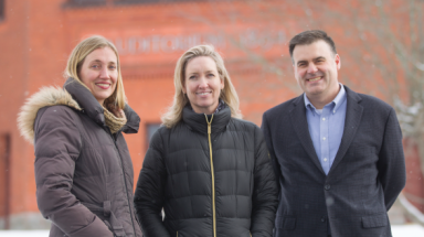 Left to right: Daina Andries (’09), co-founder of Epidaurus Health, Jane (Neumayr’98) Nemcova, chief operating officer of Veuu Incorporated, and Jonathan Doylend (’96), senior network engineer at Meta