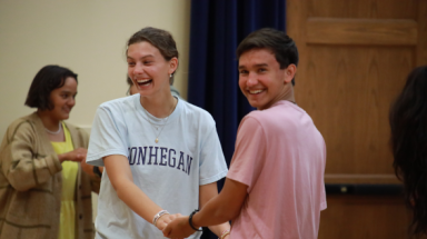 A student pair dances