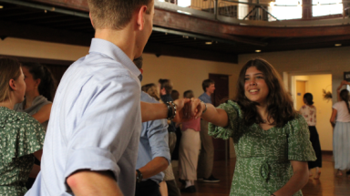 A student pair dances