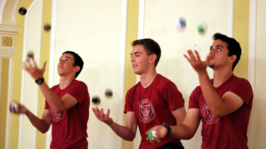 Students juggle at Open-Mic Night