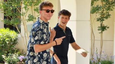 Students along the academic quadrangle