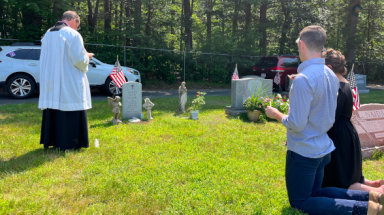 Fr.Markey blessed the grave of Dr. Nancy Anne Faller