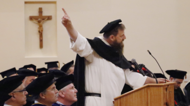Father Winkowitsch delivers his Matriculation address