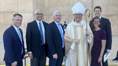 Bishop Szkredka meets some of the CA staff
