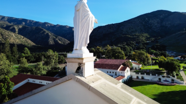 Damaged statue of Blessed Mother