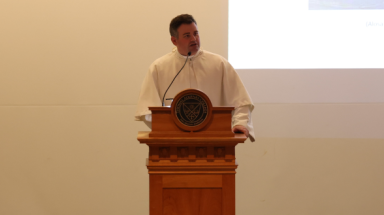 Fr. Dougherty delivers a lecture