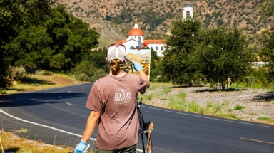 people painting the california campus