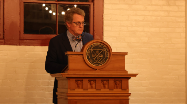 Dr. Cain gives his thanksgiving address