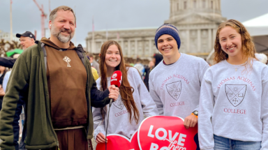 Students talk to EWTN at Walk for Life West Coast
